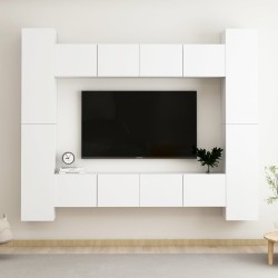 vidaXL Set de muebles de salón TV 8 piezas madera de ingeniería blanco