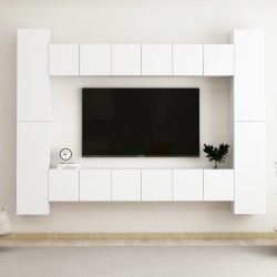 vidaXL Juego de mueble para TV de 10 piezas aglomerado blanco