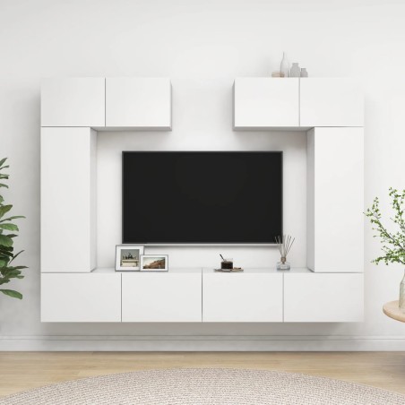 vidaXL Set de muebles de salón TV 6 piezas madera de ingeniería blanco