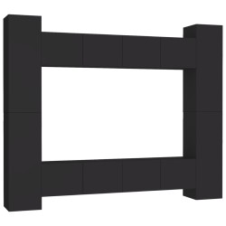 vidaXL Set de muebles de salón TV 8 piezas madera ingeniería negro