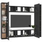 vidaXL Set de muebles de salón TV 8 piezas madera ingeniería negro