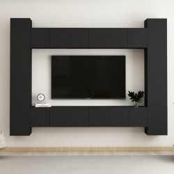 vidaXL Set de muebles de salón TV 10 piezas madera ingeniería negro