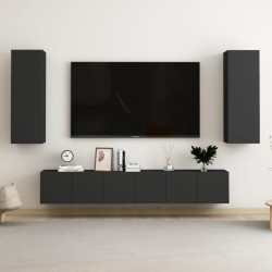 vidaXL Juego de muebles de TV 5 piezas madera contrachapada negro