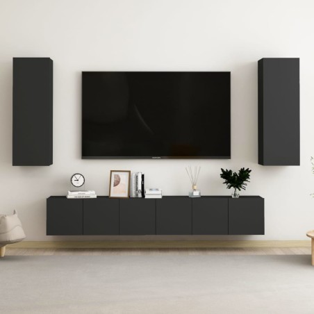 vidaXL Juego de muebles de TV 5 piezas madera contrachapada negro