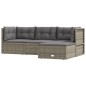 vidaXL Set de muebles de jardín 4 pzas y cojines ratán sintético gris
