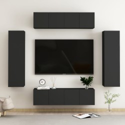 vidaXL Set de muebles de salón TV 6 piezas madera ingeniería negro