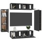vidaXL Set de muebles de salón TV 6 piezas madera ingeniería negro