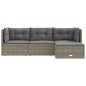 vidaXL Set de muebles de jardín 4 pzas y cojines ratán sintético gris