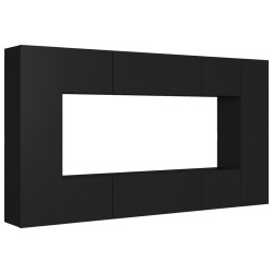 vidaXL Set de muebles de salón TV 8 piezas madera ingeniería negro
