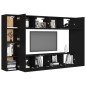vidaXL Set de muebles de salón TV 8 piezas madera ingeniería negro