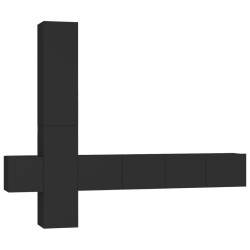 vidaXL Set de muebles de salón TV 5 piezas madera de ingeniería negro