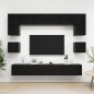 vidaXL Set de muebles de salón TV 8 piezas madera ingeniería negro