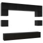 vidaXL Set de muebles de salón TV 8 piezas madera ingeniería negro