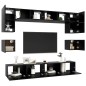 vidaXL Set de muebles de salón TV 8 piezas madera ingeniería negro