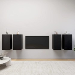 vidaXL Muebles de salón 4 uds madera ingeniería negro 30,5x30x60 cm