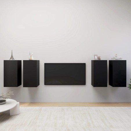 vidaXL Muebles de salón 4 uds madera ingeniería negro 30,5x30x60 cm