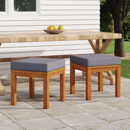 vidaXL Taburetes de jardín con cojines 2 uds madera acacia 40x40x42 cm