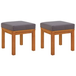 vidaXL Taburetes de jardín con cojines 2 uds madera acacia 40x40x42 cm