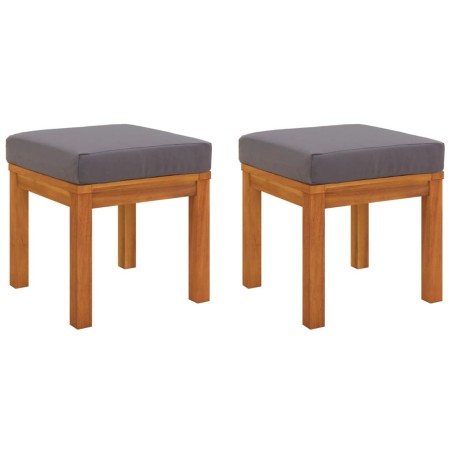 vidaXL Taburetes de jardín con cojines 2 uds madera acacia 40x40x42 cm