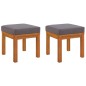 vidaXL Taburetes de jardín con cojines 2 uds madera acacia 40x40x42 cm vidaXL Taburetes de jardín con cojines 2 uds madera acacia 40x40x42 cm