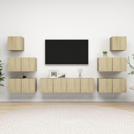vidaXL Set de muebles salón TV 8 pzas madera ingeniería roble Sonoma