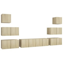 vidaXL Set de muebles salón TV 8 pzas madera ingeniería roble Sonoma