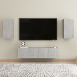 vidaXL Set de muebles de salón 4 pzas madera ingeniería gris hormigón