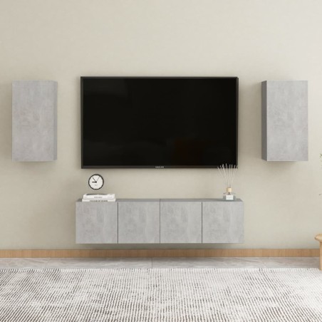vidaXL Set de muebles de salón 4 pzas madera ingeniería gris hormigón