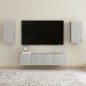 vidaXL Set de muebles de salón 4 pzas madera ingeniería gris hormigón