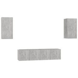 vidaXL Set de muebles de salón 4 pzas madera ingeniería gris hormigón