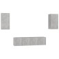 vidaXL Set de muebles de salón 4 pzas madera ingeniería gris hormigón