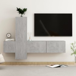 vidaXL Set de muebles de salón 3 pzas madera ingeniería gris hormigón