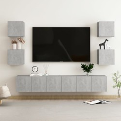 vidaXL Set de muebles de salón 7 pzas madera ingeniería gris hormigón