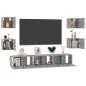 vidaXL Set de muebles de salón 7 pzas madera ingeniería gris hormigón