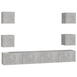 vidaXL Set de muebles de TV 6 pzas madera contrachapada gris hormigón