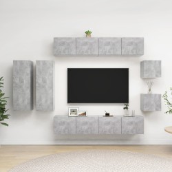 vidaXL Set muebles de salón TV 8 pzas madera ingeniería gris hormigón