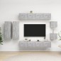 vidaXL Set muebles de salón TV 8 pzas madera ingeniería gris hormigón