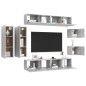 vidaXL Set muebles de salón TV 8 pzas madera ingeniería gris hormigón