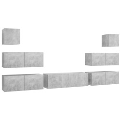 vidaXL Set de muebles de salón 7 pzas madera ingeniería gris hormigón