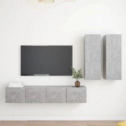 vidaXL Set muebles de salón TV 4 pzas madera ingeniería gris hormigón