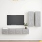 vidaXL Set muebles de salón TV 4 pzas madera ingeniería gris hormigón vidaXL Set muebles de salón TV 4 pzas madera ingeniería gris hormigón