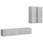 vidaXL Set muebles de salón TV 4 pzas madera ingeniería gris hormigón vidaXL Set muebles de salón TV 4 pzas madera ingeniería gris hormigón