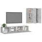 vidaXL Set muebles de salón TV 4 pzas madera ingeniería gris hormigón vidaXL Set muebles de salón TV 4 pzas madera ingeniería gris hormigón