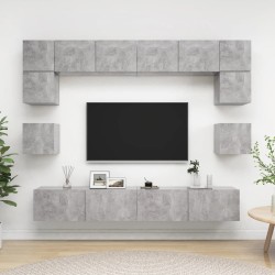 vidaXL Set muebles de salón TV 8 pzas madera ingeniería gris hormigón