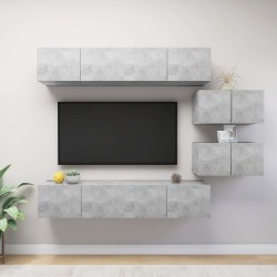 vidaXL Set muebles de salón TV 6 pzas madera ingeniería gris hormigón