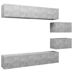 vidaXL Set muebles de salón TV 6 pzas madera ingeniería gris hormigón