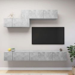 vidaXL Set muebles de salón TV 6 pzas madera ingeniería gris hormigón