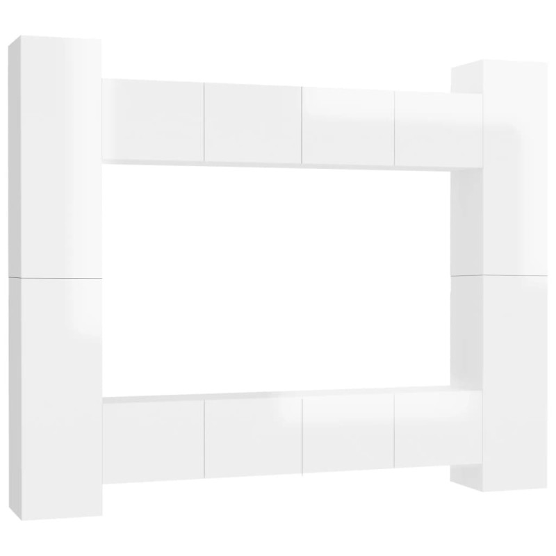 vidaXL Set de muebles de salón 8 pzas madera ingeniería blanco brillo vidaXL Set de muebles de salón 8 pzas madera ingeniería blanco brillo