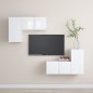 vidaXL Set de muebles de salón 4 pzas madera ingeniería blanco brillo vidaXL Set de muebles de salón 4 pzas madera ingeniería blanco brillo