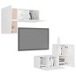 vidaXL Set de muebles de salón 4 pzas madera ingeniería blanco brillo vidaXL Set de muebles de salón 4 pzas madera ingeniería blanco brillo